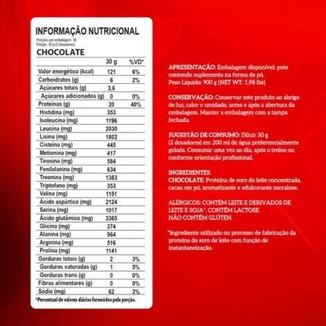 Whey 100% Pure Integral Chocolate 900g