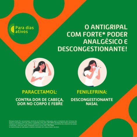 Benegrip MultiDia Paracetamol 800mg + Cloridrato Fenillefrina 20mg 20 comprimidos