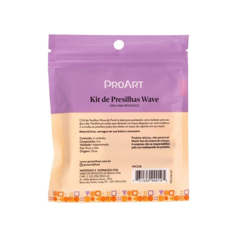 Kit de Presilhas para Penteado Wave 4 Unidades Cor Color Proart