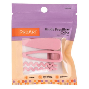 Kit Presilhas Proart Para Penteados Rosa 4 Unidades Kit Presilhas Proart Para Penteados Rosa 4 Unidades