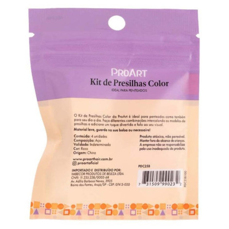Kit Presilhas Proart Para Penteados Rosa 4 Unidades