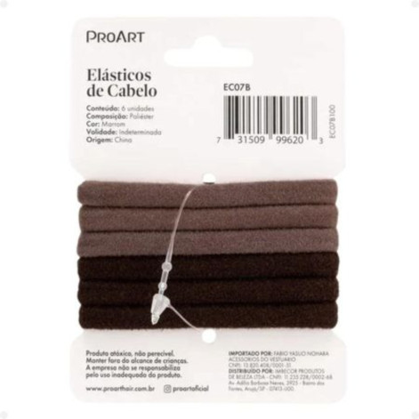 Elástico De Cabelo Pequeno Cor Marrom Proart 6 Unidades Elástico De Cabelo Pequeno Cor Marrom Proart 6 Unidades