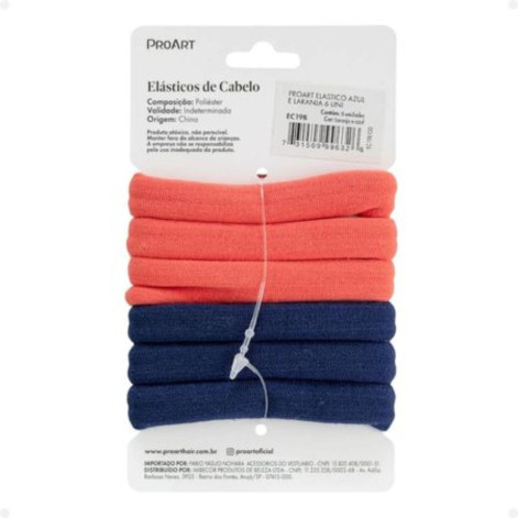 Elástico De Cabelo Proart Azul e Laranja 6 Unidades Elástico De Cabelo Proart Azul e Laranja 6 Unidades