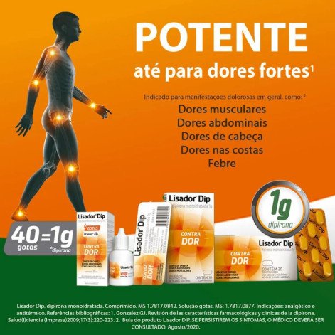 Lisador Dipirona Monoidratada 500mg/ml Solução Gotas 20ml