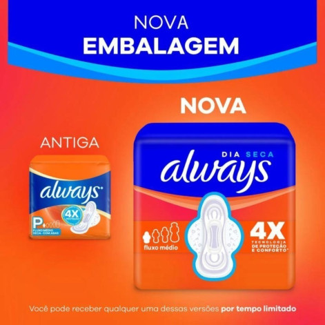 Absorvente Always Dia Seca com Abas 32 unidades