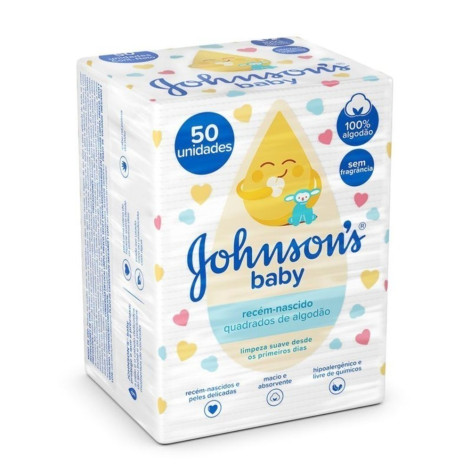 Quadrados de Algodão Johnsons Baby Recém-Nascido 50 unidades