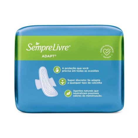 Absorvente Sempre Livre Adapt Cobertura Suave Com Abas com 8 unidades