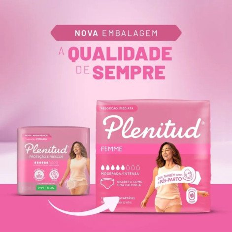 Roupa Íntima Plenitud Femme para Incontinência G/XG 8 Unidades Roupa Íntima Plenitud Femme para Incontinência G/XG 8 Unidades