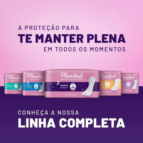 Absorvente Feminino Plenitud Femme Noturno Intenso 8 unidades Absorvente Feminino Plenitud Femme Noturno Intenso 8 unidades