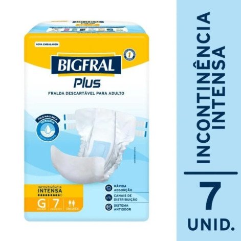 Fralda Geriátrica Bigfral Plus Adulto Tamanho G Com 7 unidades