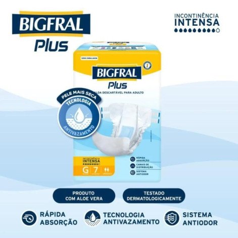 Fralda Geriátrica Bigfral Plus Adulto Tamanho G Com 7 unidades