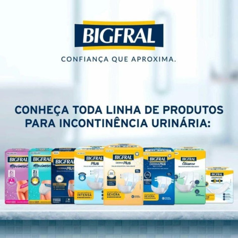 Roupa Íntima Descartável Unissex Bigfral Derma Plus P/M Absorção Moderada a Intensa 16 unidades