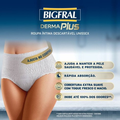 Roupa Íntima Descartável Unissex Bigfral Derma Plus P/M Absorção Moderada a Intensa 7 unidades