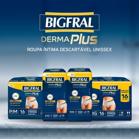 Roupa Íntima Descartável Unissex Bigfral Derma Plus P/M Absorção Moderada a Intensa 7 unidades