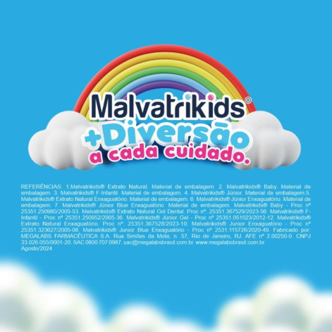 Gel Dental Infantil Malvatrikids Baby Anticárie Tutti-Frutti Sem Flúor com 70g