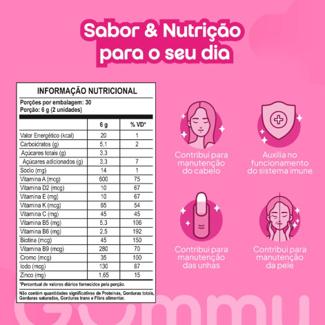 Suplemento Alimentar Gummy Hair Vitamin Tutti-Frutti - 60 unidades