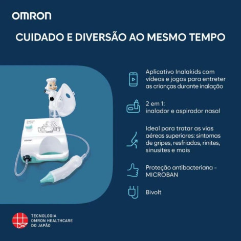  Inalador Compressor e Aspirador Nasal Omron InalaKids