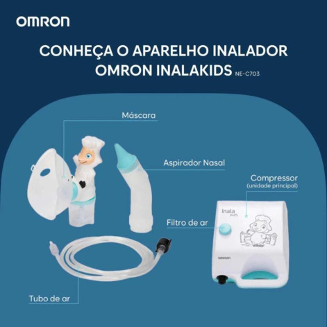  Inalador Compressor e Aspirador Nasal Omron InalaKids