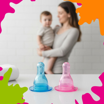 Bico De Mamadeira Lolly De Silicone Redondo Rosa