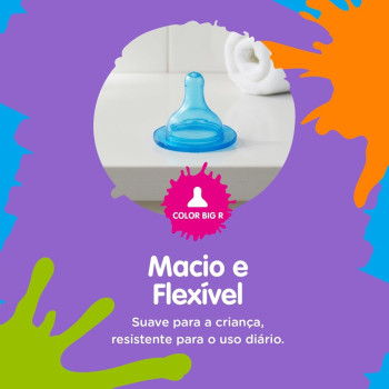 Bico De Mamadeira Lolly De Silicone Big Redondo Azul