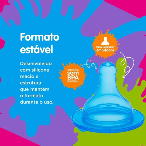 Bico De Mamadeira Lolly De Silicone Big Redondo Azul
