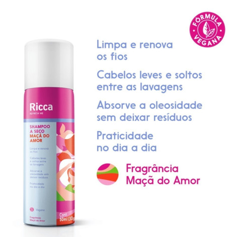 Shampoo a Seco Ricca Maçã do Amor 150ml