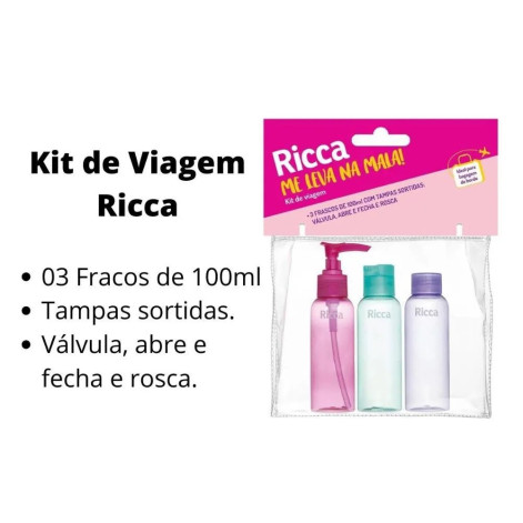 Conjunto com 3 Frascos de Viagem Ricca Me Leva Na Mala