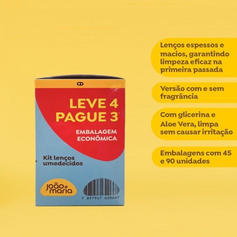 Lenço Umedecido João e Maria Recém-Nascido Sem Fragrância 180 Unidades