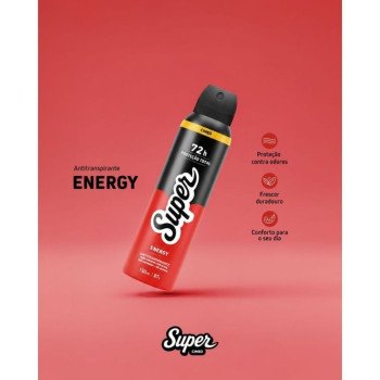 Desodorante Antitranspirante Aerossol 0% Alumínio Energy 72h Super Cimed 150ml/87g Desodorante Antitranspirante Aerossol 0% Alumínio Energy 72h Super Cimed 150ml/87g