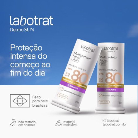 Multiprotetor Facial Stick Labotrat Dermo Sun FPS80 Bege Claro 15g Multiprotetor Facial Stick Labotrat Dermo Sun FPS80 Bege Claro 15g