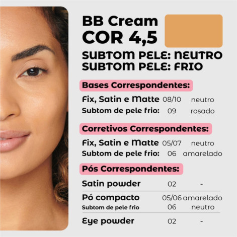 Base Liquida BB Cream 10 em 1 Fps30 Vizzela Cor 4,5
