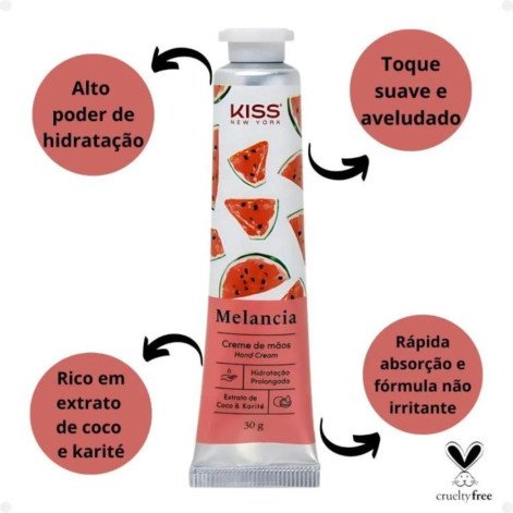 Creme Hidratante de Mãos Kiss New York Melancia 30g