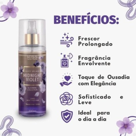 Body Splash Midnight Violet Blooming Colection Maçã Violeta E Âmbar 200ml Kiss New York