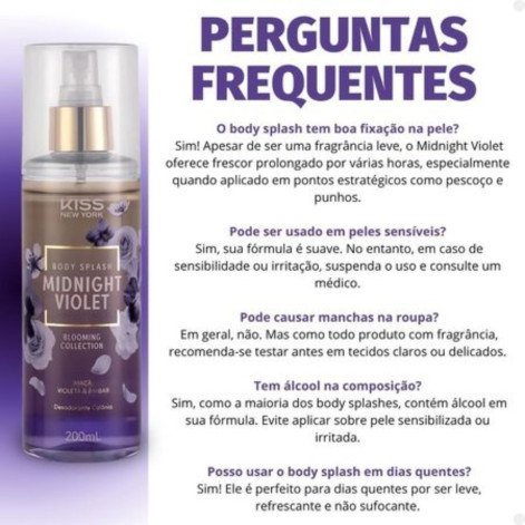 Body Splash Midnight Violet Blooming Colection Maçã Violeta E Âmbar 200ml Kiss New York