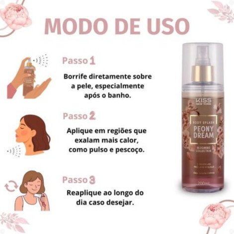 Body Splash Peony Dream Blooming Collection Champagne Peônia E Sândalo 200ml Kiss New York