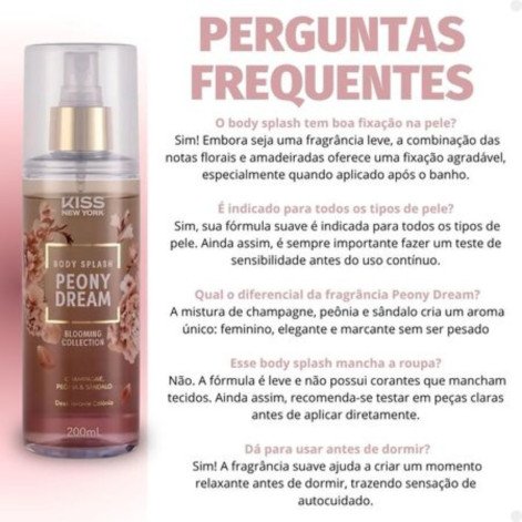 Body Splash Peony Dream Blooming Collection Champagne Peônia E Sândalo 200ml Kiss New York