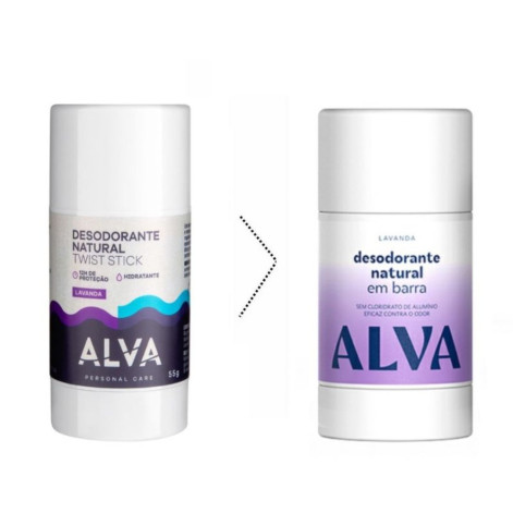 Desodorante Vegano Sem Alumínio Twist Stick Barra Alva Personal Care Lavanda 12h 55g