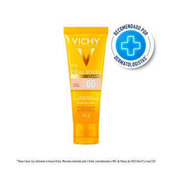 Protetor Solar Facial Vichy Idéal Soleil Clarify Clareador Extra Clara FPS 60 40g