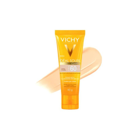 Protetor Solar Facial Vichy Idéal Soleil Clarify Clareador Extra Clara FPS 60 40g