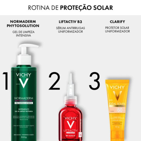 Protetor Solar Facial Vichy Idéal Soleil Clarify Clareador Extra Clara FPS 60 40g