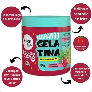Gelatina Salon Line To De Cacho Kids Morango 550G Gelatina Salon Line To De Cacho Kids Morango 550G
