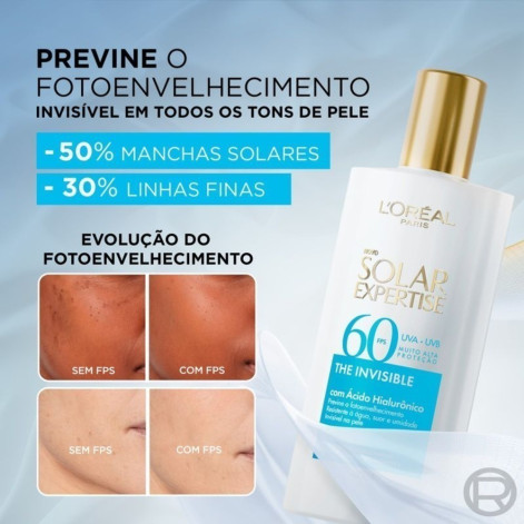 Protetor Solar Facial L'Oréal Paris Solar Expertise The Invisible FPS60 40ml