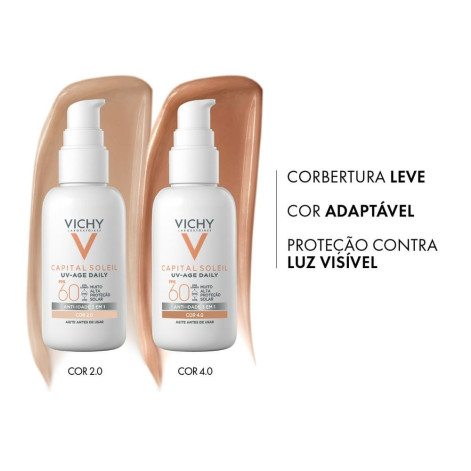 Protetor Solar Facial Vichy UV-Age Daily FPS60 Cor 4.0 40g