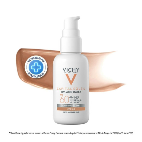 Protetor Solar Facial Vichy UV-Age Daily FPS60 Cor 4.0 40g