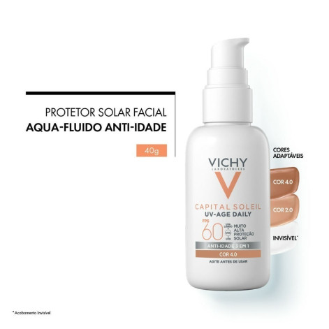 Protetor Solar Facial Vichy UV-Age Daily FPS60 Cor 4.0 40g