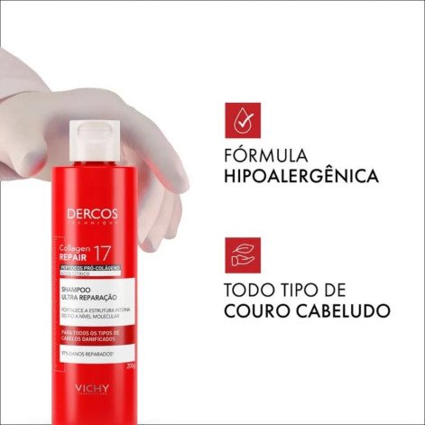 Shampoo Ultra Reparação Vichy Dercos Collagen Repair 17 200g