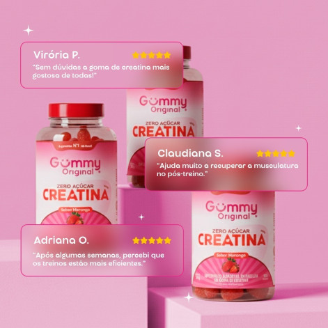 Suplemento Alimentar Gummy Original Creatina Zero Açúcar Morango 90 Gomas