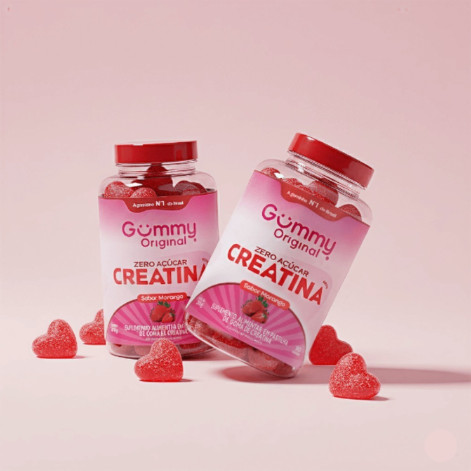 Suplemento Alimentar Gummy Original Creatina Zero Açúcar Morango 90 Gomas