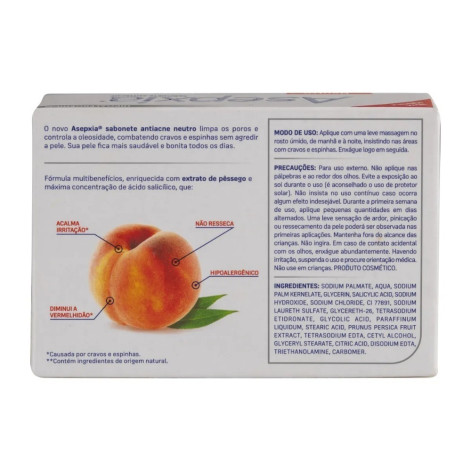 Sabonete Antiacne em Barra Asepxia Neutro com 80g