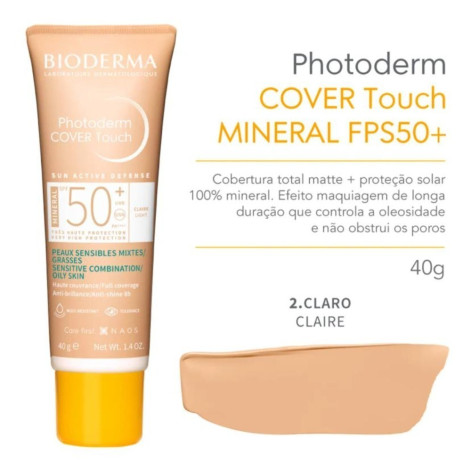 Protetor Solar Facial Bioderma Photoderm Cover Touch FPS 50 Claro 40ml Protetor Solar Facial Bioderma Photoderm Cover Touch FPS 50 Claro 40ml